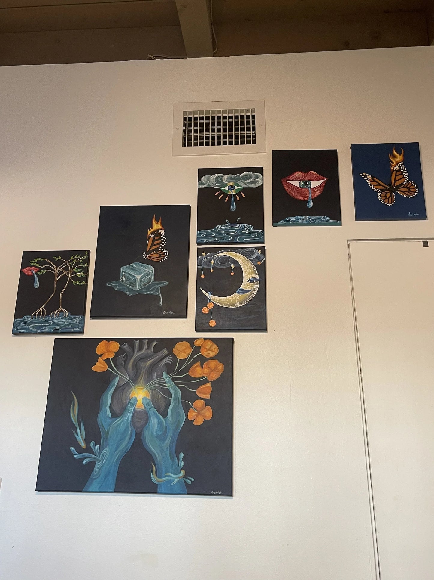 The Moon That Picks Marigolds 8"x10" Original Painting