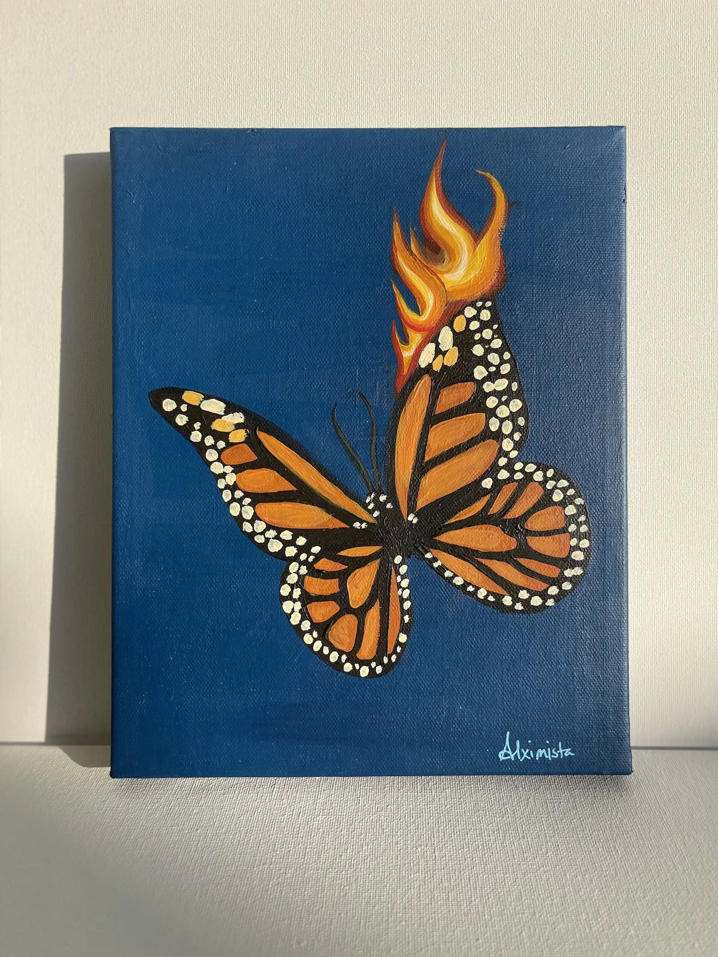 Mini Butterfly on Fire Study II 8"x10" Original Painting