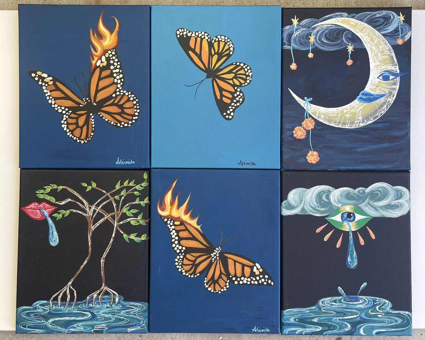 Mini Butterfly on Fire Study II 8"x10" Original Painting